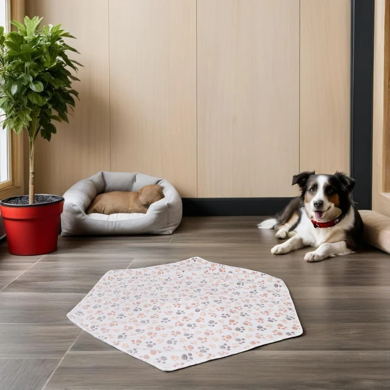 Zerodeko Sechseckige Waschbare Welpenunterlage aus Korallenvlies Saugfähige Laufgittermatte für Hund