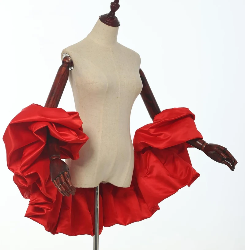 Satin-Umhang mit Puffärmeln, Brautschal, gerüschter Bolero, Wickeltuch für Braut, Hochzeitskleid, Ve