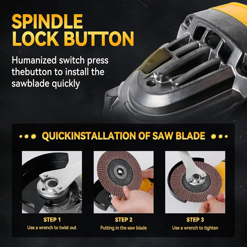 Akku-Winkelschleifer für Dewalt, 125 mm 10.000 U/min Trennwerkzeug elektrischer Schleifer bürstenlos