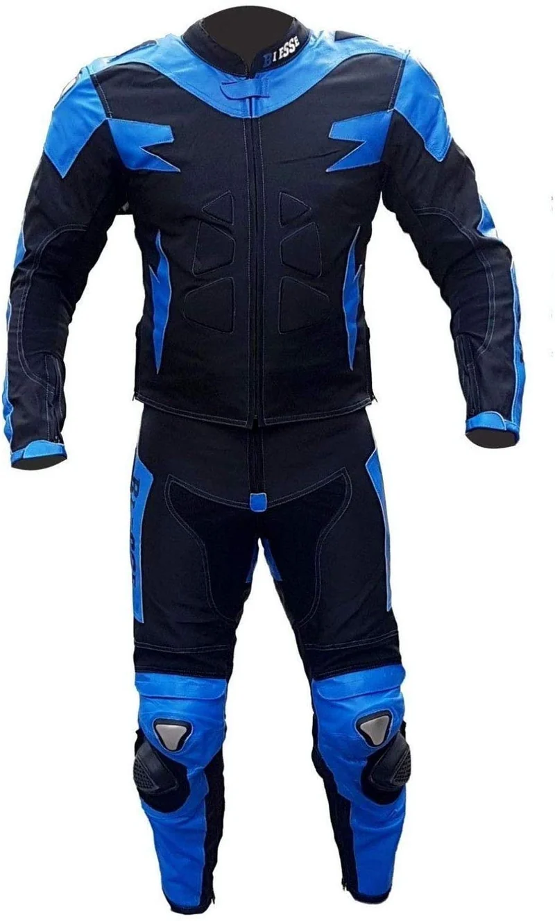 BI ESSE Motorradkombi Herren 2-teilig – Motorradanzug Leder & Textil, Jacke und Hose trennbar, verst