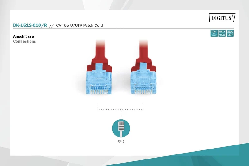 DIGITUS LAN Kabel Cat 5e - 1m - CCA Netzwerkkabel Mit RJ45 - U/UTP Ungeschirmt - Kompatibel zu Cat6