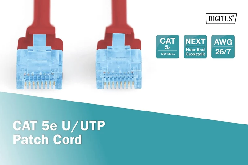 DIGITUS LAN Kabel Cat 5e - 1m - CCA Netzwerkkabel Mit RJ45 - U/UTP Ungeschirmt - Kompatibel zu Cat6