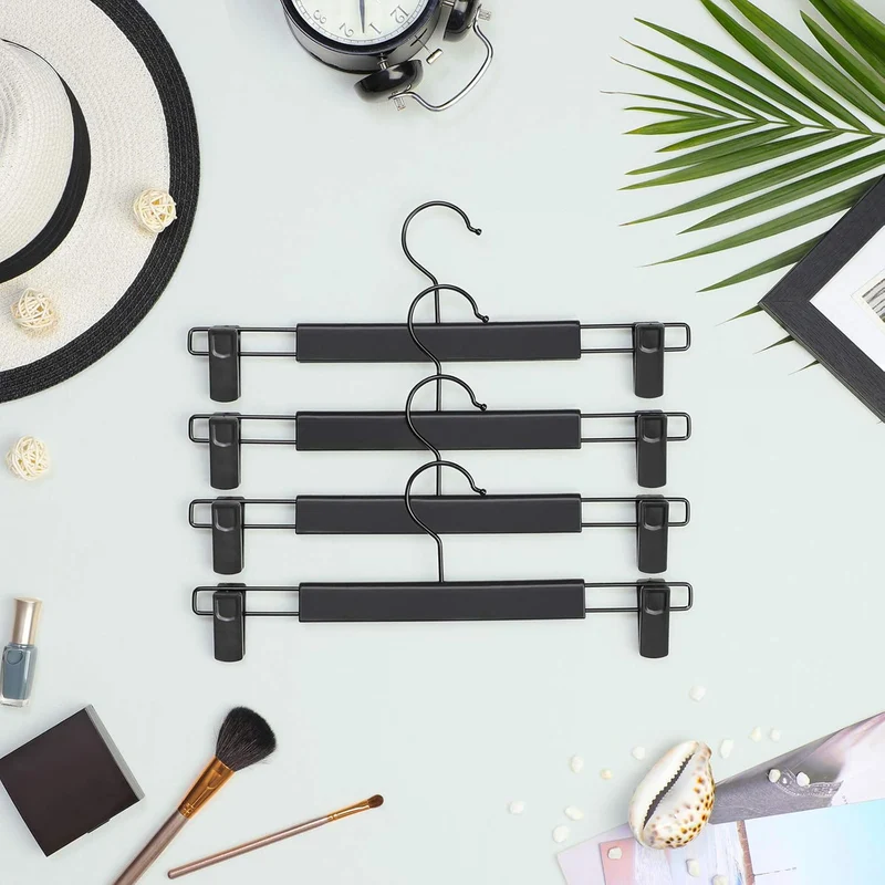 SONGMICS Hosenbügel, 12er Set, Kleiderbügel, gut belastbar, mit Clips, Rockbügel aus Premium-Kunstst