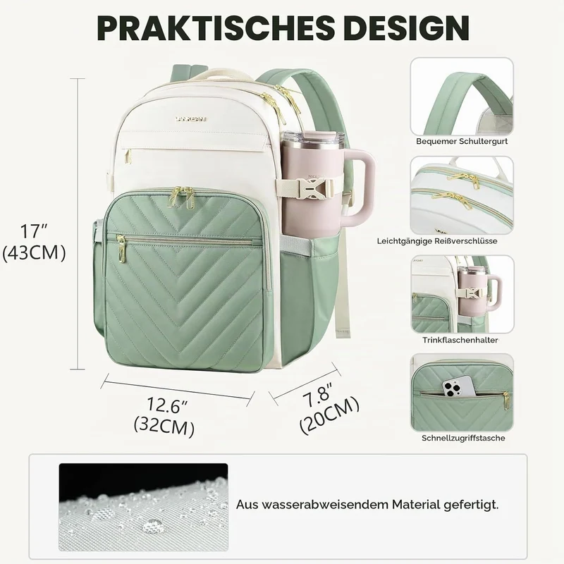 VANKEAN Laptop-Rucksack für Damen und Herren,15,6 Zoll, Arbeitstasche für Damen, Herren, modisch, wa