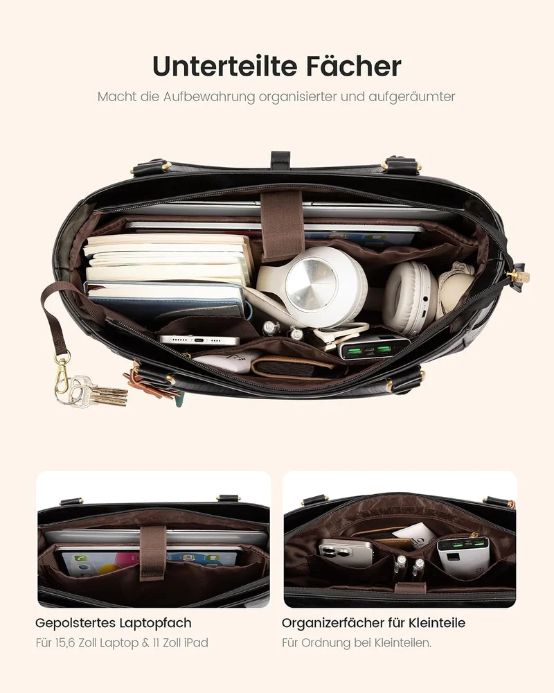 LOVEVOOK Laptoptasche Damen 15,6 Zoll, Arbeitstasche Shopper Tasche Handtasche Gross, Elegant Lehrer