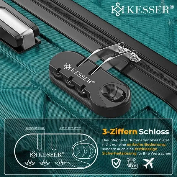 KESSER® Reisekoffer 84L Koffer Handgepäck ABS Hartschalenkoffer mit Zahlenschloss, Kofferwaage & Rei