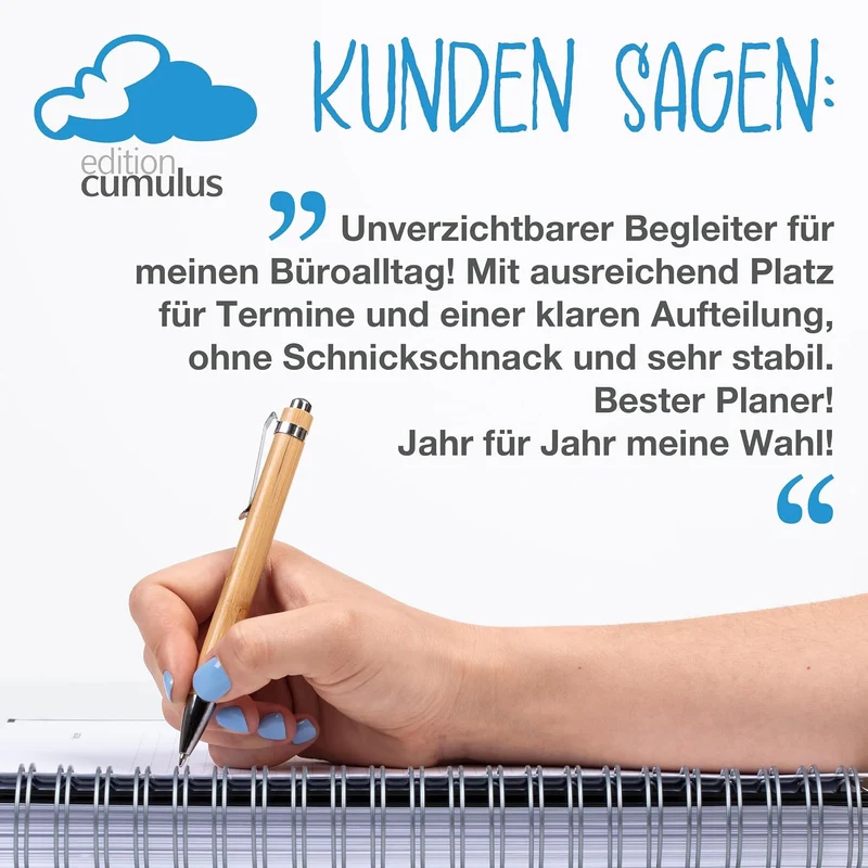 edition cumulus Kalender 2026/2027 DIN A4 – Dicker Tageskalender - BLACK - August 2026–August 2027,