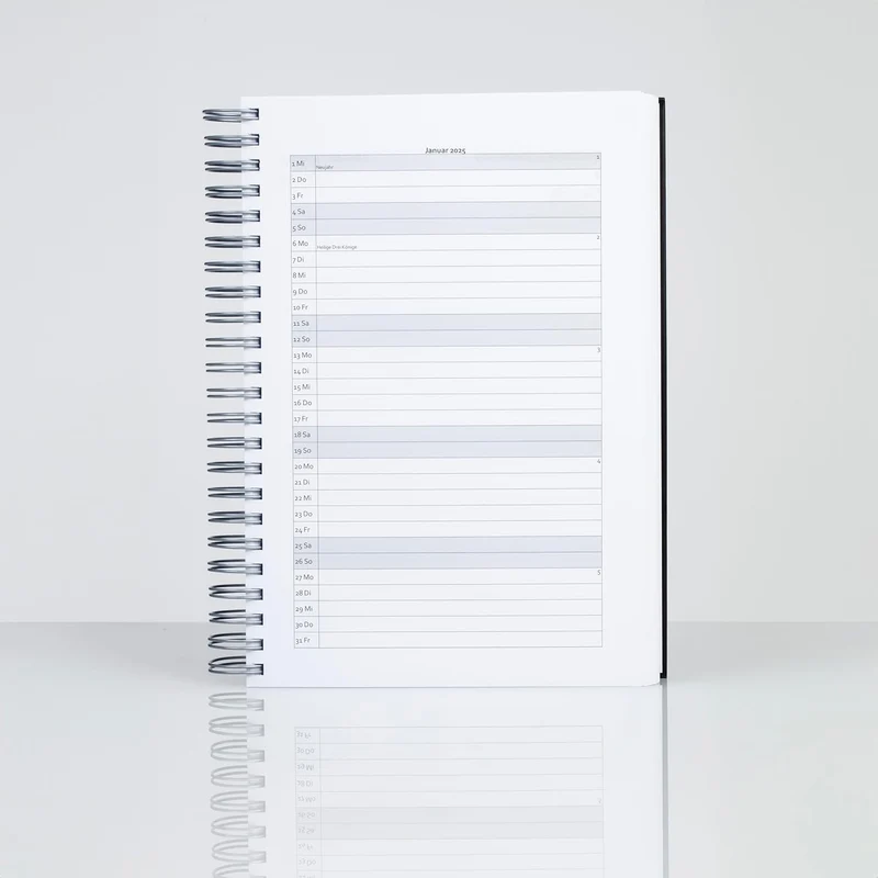 edition cumulus Kalender 2026/2027 DIN A4 – Dicker Tageskalender - BLACK - August 2026–August 2027,