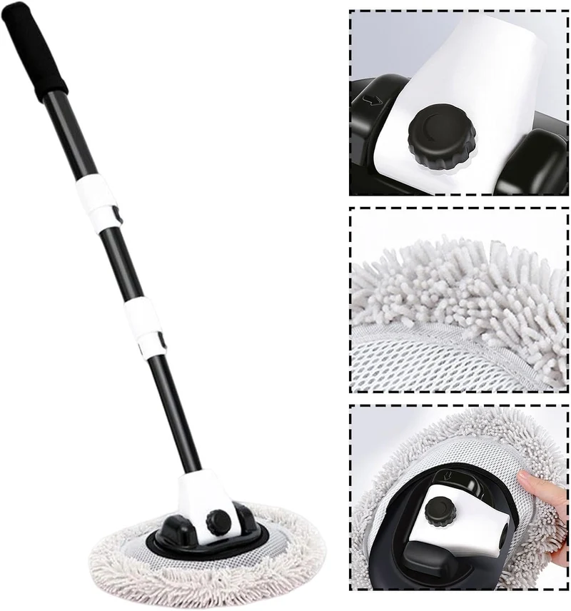 15° Curve Autowaschbürste, 60-112cm Teleskop Waschbürste mit Hochdichter Chenille Mikrofaser Bürsten