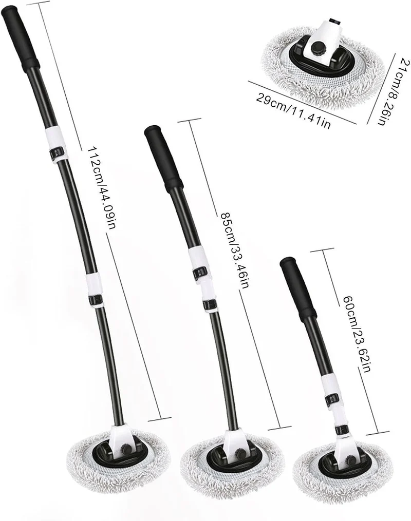 15° Curve Autowaschbürste, 60-112cm Teleskop Waschbürste mit Hochdichter Chenille Mikrofaser Bürsten