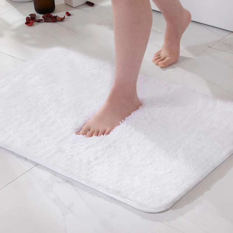 MIULEE Badematte Weiche Badteppich rutschfest Badvorleger Fussmatte Badzimmermatte Bettvorleger Flau