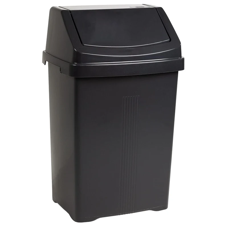 2x Mülleimer mit Schwingdeckel schwarz 25L Mülltrennung Abfalleimer Deckel 2 25 Liter - Schwarz, 2 2
