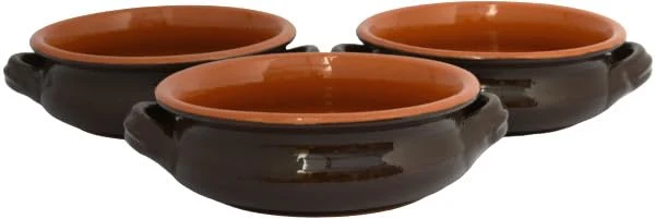 Colì Majolica und Steingut seit 1650 Set 3 Pfannen mit Bruna Griffen, Terrakotta, Braun, 17x17x6 cm