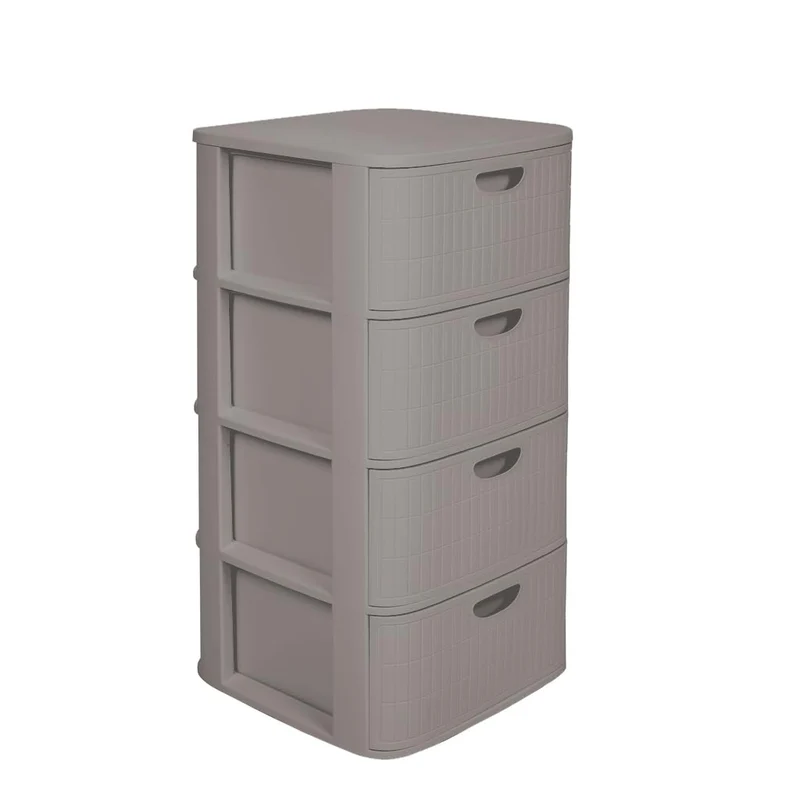 Kreher® XL Rollbarer Schubladenschrank Rollcontainer Nischenschrank aus Kunststoff in Rillen-Optik m