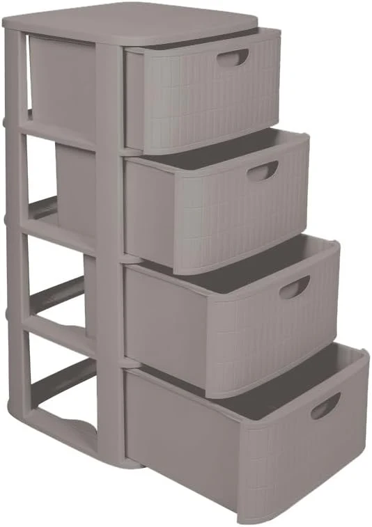 Kreher® XL Rollbarer Schubladenschrank Rollcontainer Nischenschrank aus Kunststoff in Rillen-Optik m