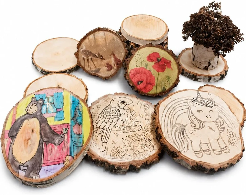 Birkenholzscheibe für DIY-Projekte & Dekoration – unbehandelt, gereinigt, naturbelassen, mit Rinde –