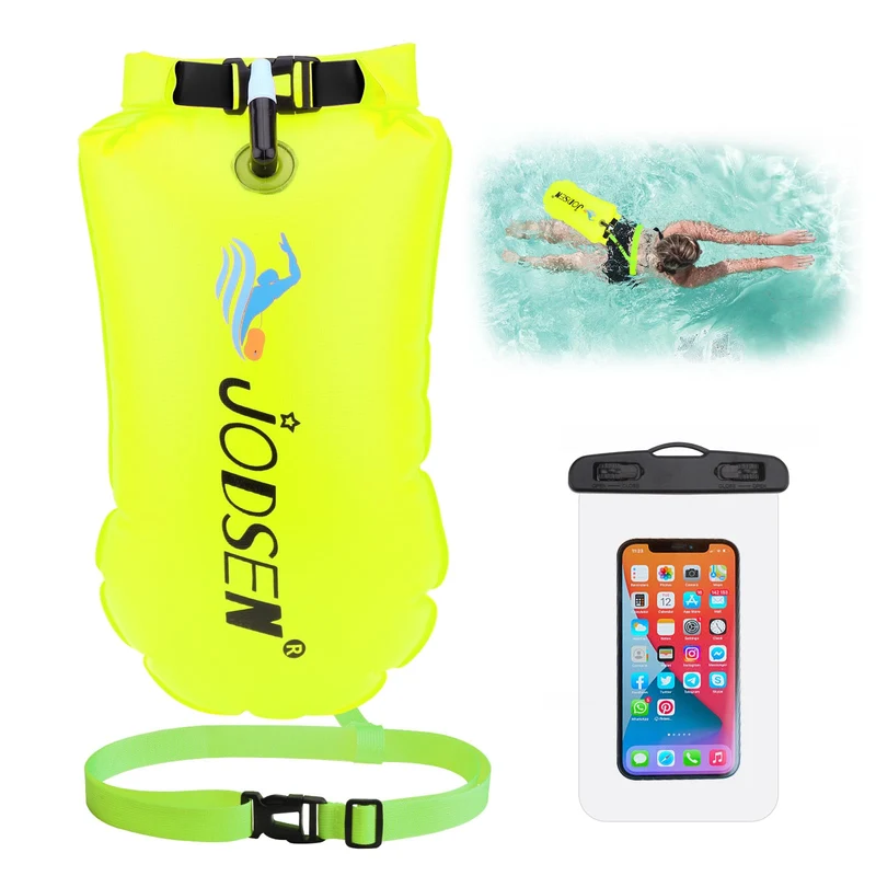 Schwimmboje,Boje Schwimmen Aufblasbare Trockentasche 20l mit Wasserdichter Handytasche,Trockensack f