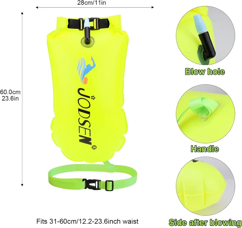 Schwimmboje,Boje Schwimmen Aufblasbare Trockentasche 20l mit Wasserdichter Handytasche,Trockensack f