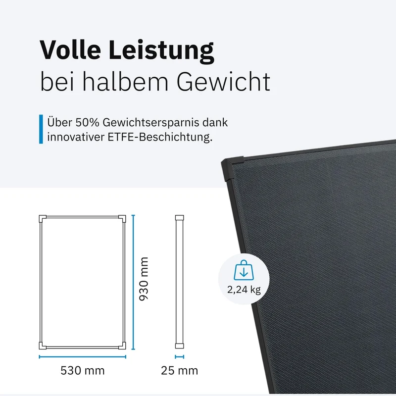 ECTIVE Solarpanel BSP 100L Black Lightweight, Ultraleichtes 100 W 5,56 A | 33 Zellen 12 V/24 V Solar