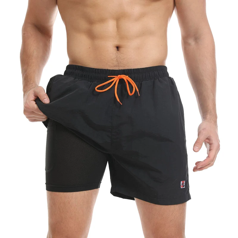 JustSun Badehose Herren Schnelltrocknend Boardshorts mit Mesh-Futter und Verstellbarem Tunnelzug XXL