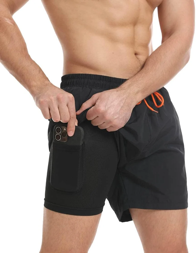JustSun Badehose Herren Schnelltrocknend Boardshorts mit Mesh-Futter und Verstellbarem Tunnelzug XXL