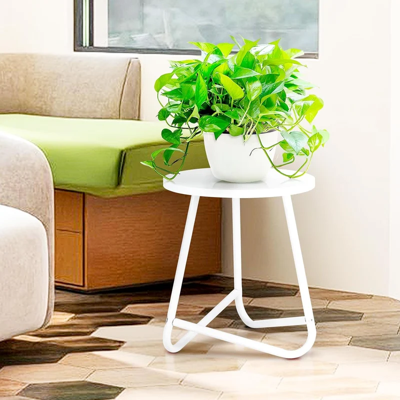 HDANI 35cm Rund Pflanzenständer,Blumenständer,Pflanzenregal aus Holz und Metall,Modernes Regal für Z