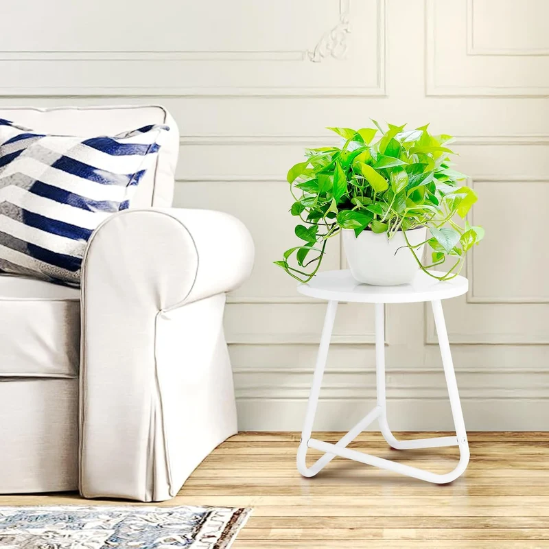 HDANI 35cm Rund Pflanzenständer,Blumenständer,Pflanzenregal aus Holz und Metall,Modernes Regal für Z