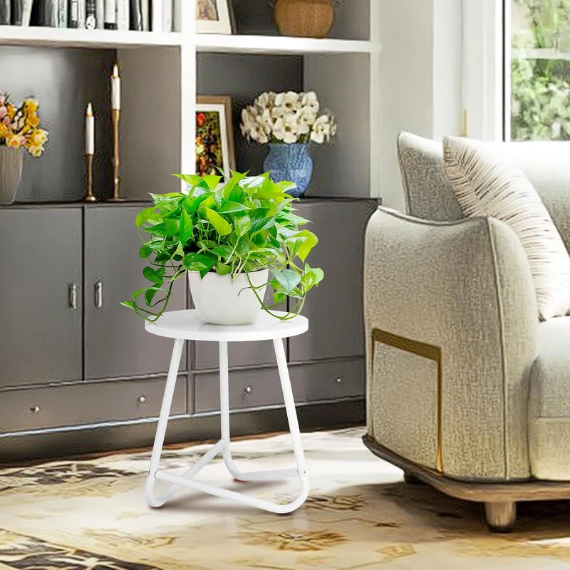 HDANI 35cm Rund Pflanzenständer,Blumenständer,Pflanzenregal aus Holz und Metall,Modernes Regal für Z