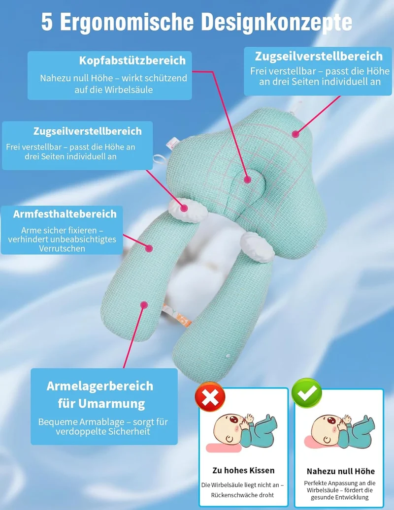 Kissen, U Förmiges Design 65x 42 cm, Eine Bequeme Schlafposition für den Benutzer Schaffen, Waschbar