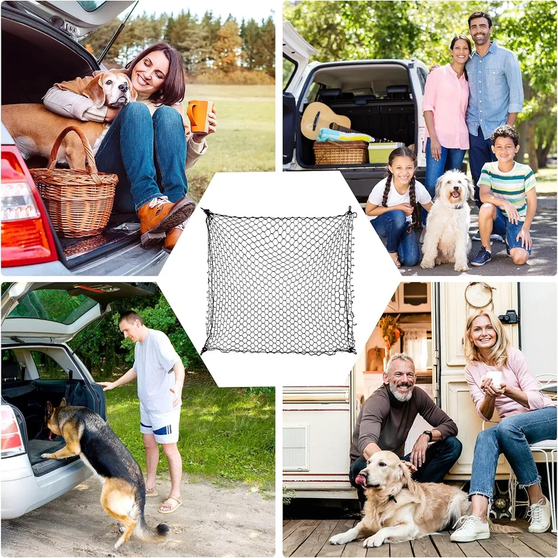 Hundenetz Auto Kofferraum 120X70CM, Haustier-Rückhaltesystem für Kofferraum, Schutz Barriere mit Hoc