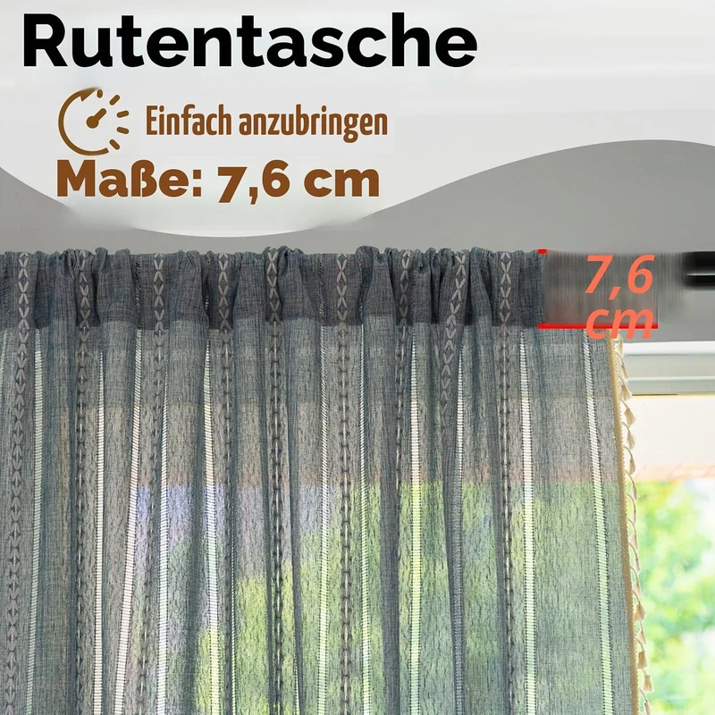Sutuo Home Boho-Vorhänge für Schlafzimmer, Wohnzimmer, Küche, halbverdunkelnd, französisches Landhau