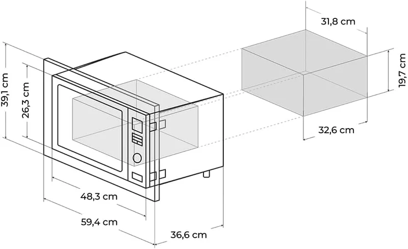 Cecotec Einbau-Mikrowelle Digital GrandHeat 2350 Built-In White, 900W, Integrierbar, 23L, Grill, 9 P