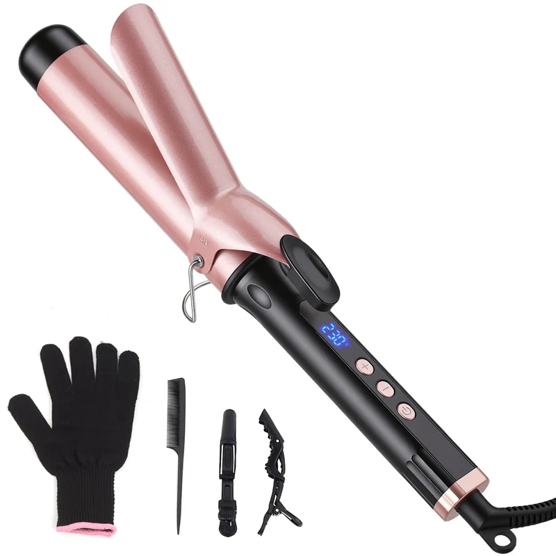 Lockenstab Grosse Locken 38mm mit Quarz-Keramik-Beschichtung | 14 Temperaturstufen, LCD 100-230°C, m