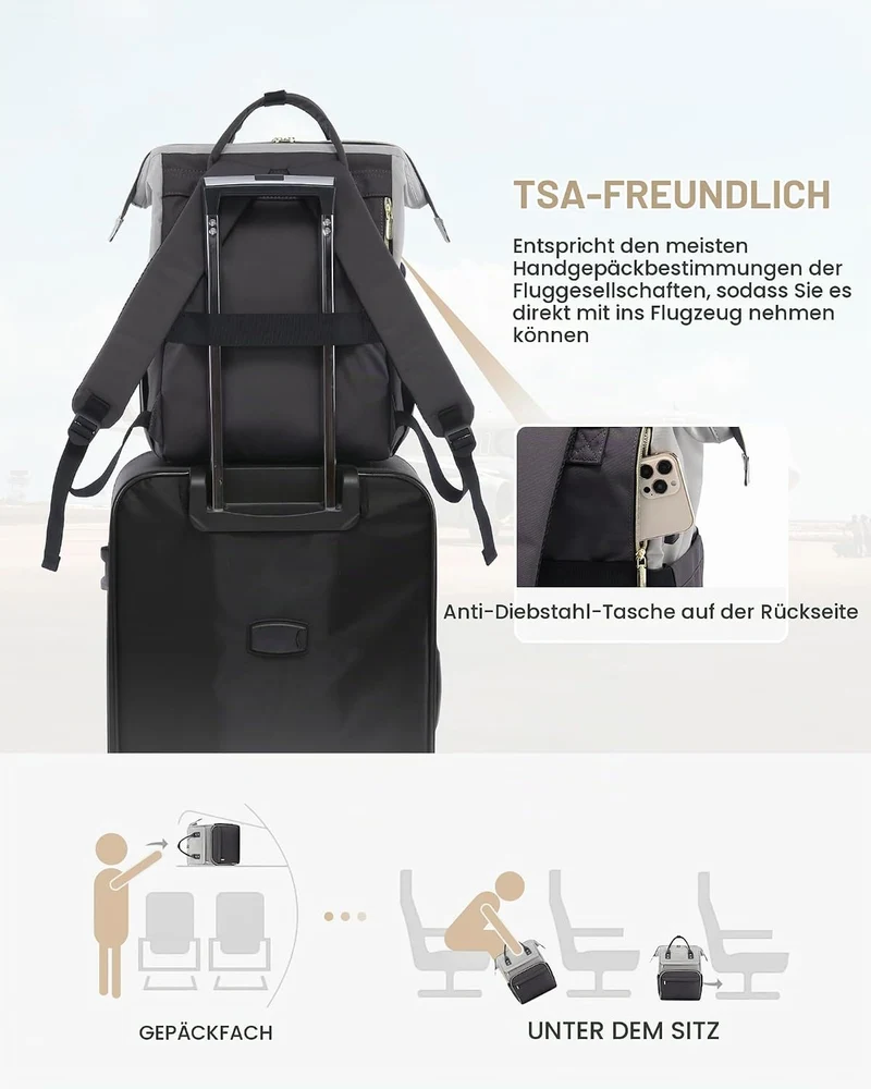 LOVEVOOK Rucksack Damen, Laptop Rucksack 17 Zoll, Schulrucksack Teenager | Reiserucksack Arbeitsruck