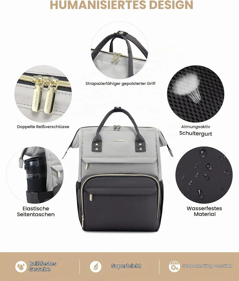 LOVEVOOK Rucksack Damen, Laptop Rucksack 17 Zoll, Schulrucksack Teenager | Reiserucksack Arbeitsruck