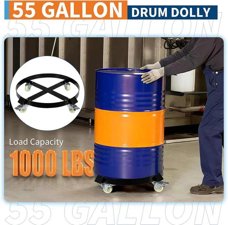 Fassroller, 190L Transportroller bis 450 kg, Pflanzenroller Ø 61 cm, Rollbrett rund für Fass, Metall