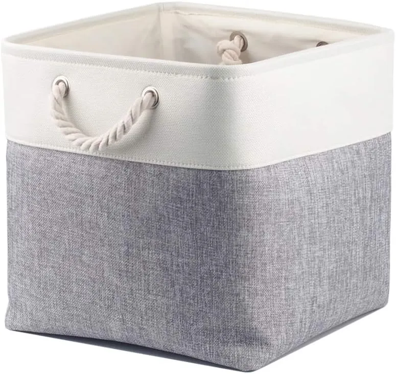 Mangata Stoff Aufbewahrungsbox 25x25x25 cm Faltbar Grau Weiss 4er Pack Grau, Weiss 25cm/ 4Pcs, Grau,