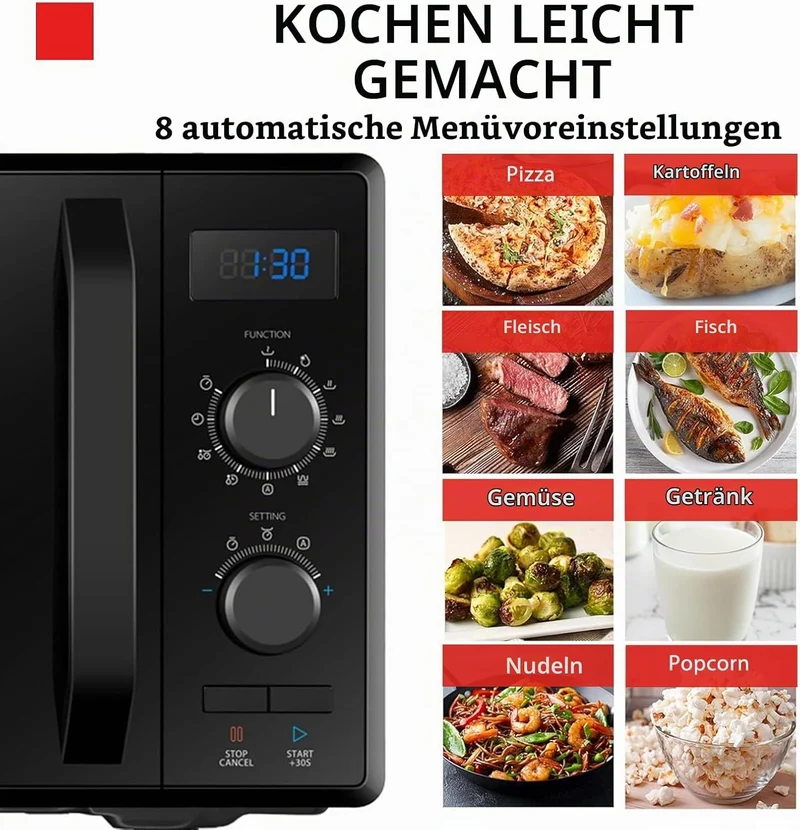 Toshiba 3-in-1 Mikrowelle mit Grill und Kombi-Kochen, 23 l, drehbarer Teller mit Positionsspeicher,