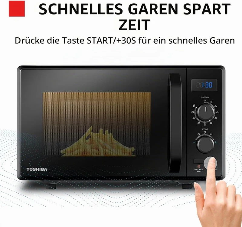 Toshiba 3-in-1 Mikrowelle mit Grill und Kombi-Kochen, 23 l, drehbarer Teller mit Positionsspeicher,