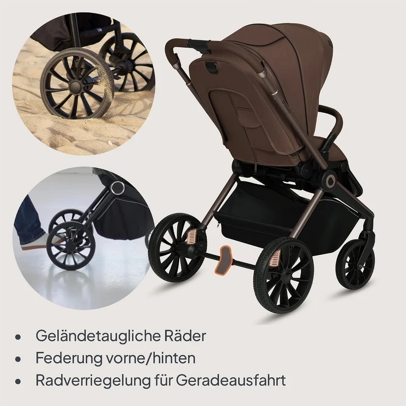 Lionelo MIKA PLUS Kinderwagen 6-48 Monate bis 22 kg, Verstellbare Rückenlehne und Fussstütze, Federu