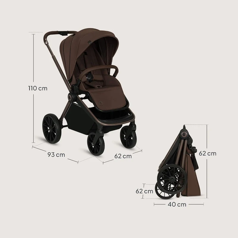 Lionelo MIKA PLUS Kinderwagen 6-48 Monate bis 22 kg, Verstellbare Rückenlehne und Fussstütze, Federu