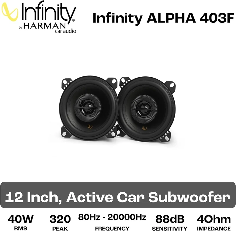 Infinity Alpha 403F Koaxial Lautsprecher Auto 10cm, 4 Zoll, von Harman Kardon Car HiFi mit 40W RMS u