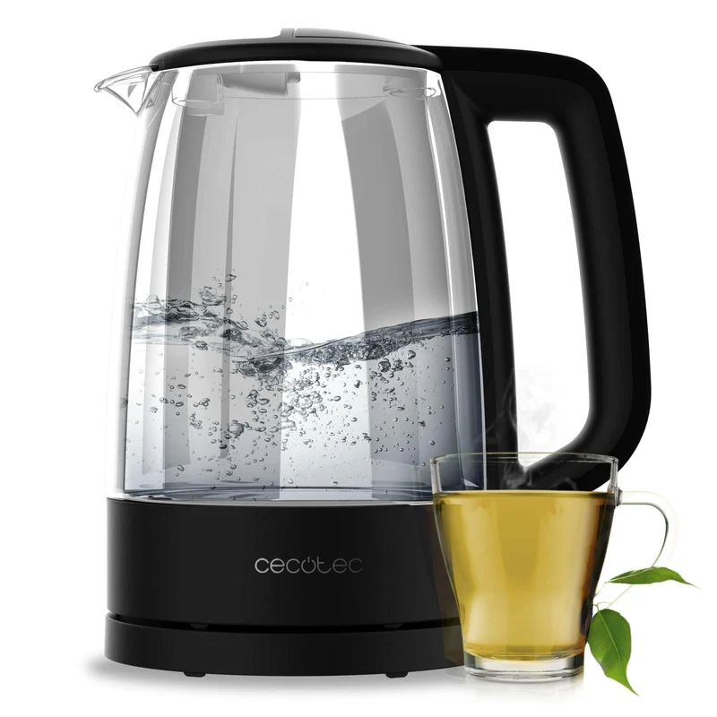 Cecotec Elektrischer Wasserkocher 1,7L ThermoSense 320 Clear, 2200W, Borosilikatglas, Leuchtanzeige,