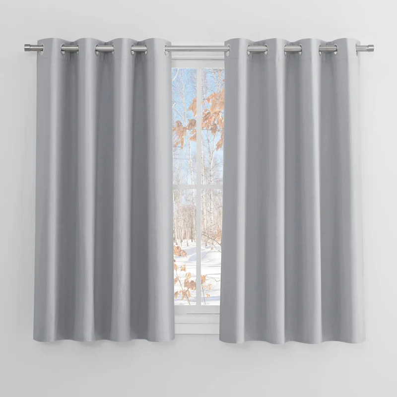 PONY DANCE Scheibengardinen für Kleine Fenster 2 Stücke H 114 x B 132 cm Kurzvorhang Grau Blickdicht