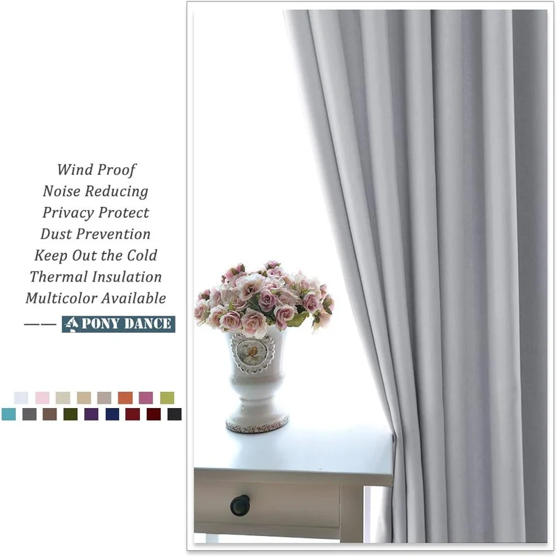 PONY DANCE Scheibengardinen für Kleine Fenster 2 Stücke H 114 x B 132 cm Kurzvorhang Grau Blickdicht