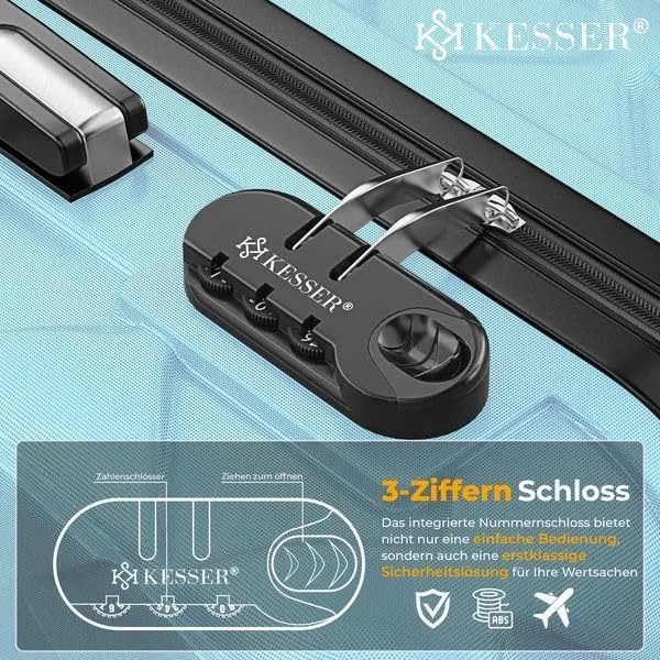 KESSER® Reisekoffer 120L Koffer ABS Hartschalenkoffer mit Zahlenschloss, Kofferwaage & Reisebrieftas