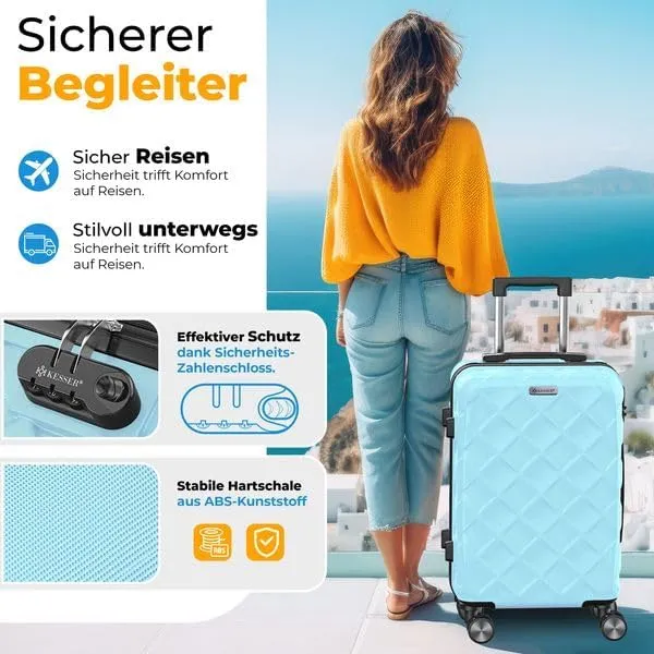 KESSER® Reisekoffer 120L Koffer ABS Hartschalenkoffer mit Zahlenschloss, Kofferwaage & Reisebrieftas
