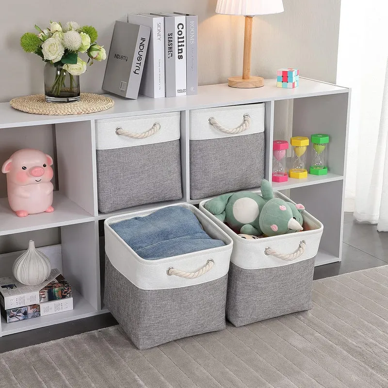 Mangata Stoff Aufbewahrungsbox 28x28x28 cm Faltbar Grau Weiss 3er Set Grau Weiss 28cm/ 3Pcs, Grau We