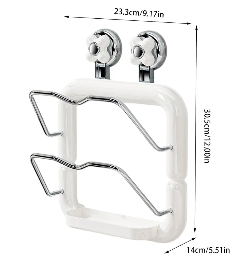 Suction Cup Pot Lid Rack Anti-Slip 2-Tier Organizer Pan Lid Organizer Rack Reusable Pot Lid Holder C