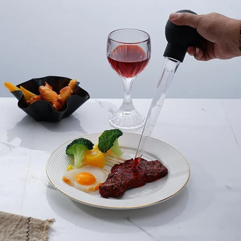 Bratenspritzen | Fettabsauger und Marinierendispenser mit Reinigungsbürste | Küchenhelfer zum Braten